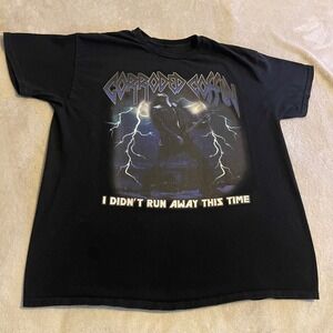 Music T‎ Shirt Large Black Graphic Band Tee Metal Rock Lightning Streetwear